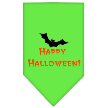 Happy Halloween Screen Print Bandana Lime Green Large