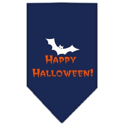 Happy Halloween Screen Print Bandana Navy Blue large