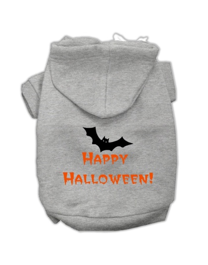 Happy Halloween Screen Print Pet Hoodies Grey L