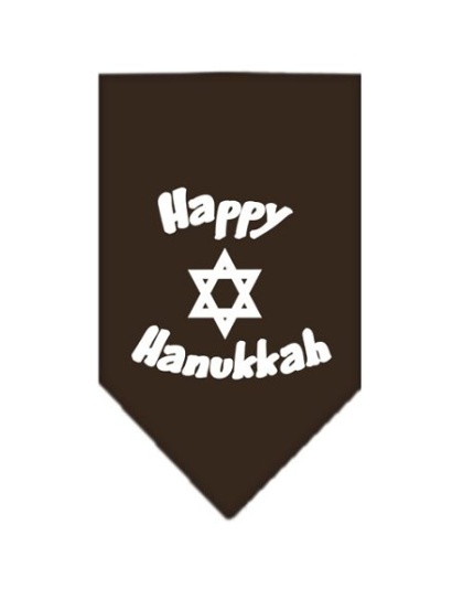 Happy Hanukkah Screen Print Bandana Cocoa Large