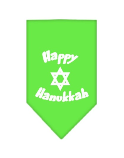 Happy Hanukkah Screen Print Bandana Lime Green Large