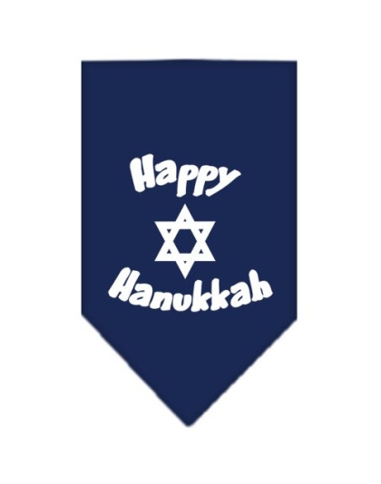 Happy Hanukkah Screen Print Bandana Navy Blue large