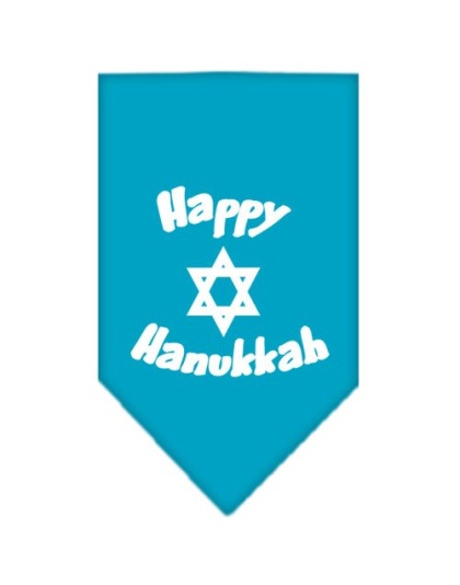 Happy Hanukkah Screen Print Bandana Turquoise Large