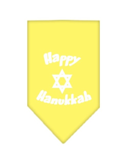 Happy Hanukkah Screen Print Bandana Yellow Large