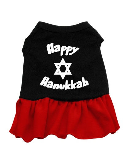 Happy Hanukkah Screen Print Dress Black with Red Lg