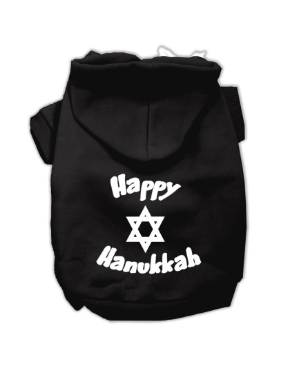 Happy Hanukkah Screen Print Pet Hoodies Black Size Lg