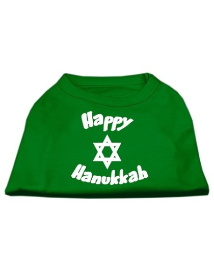 Happy Hanukkah Screen Print Shirt Emerald Green Lg