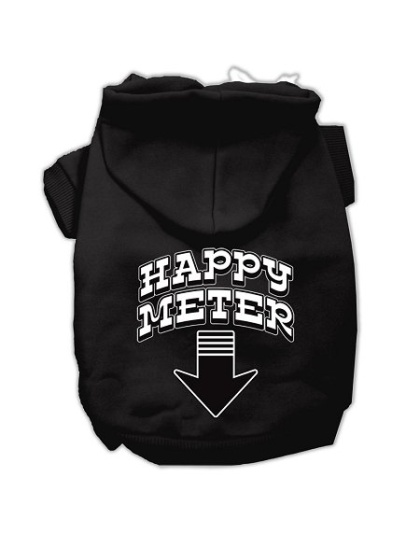 Happy Meter Screen Printed Dog Pet Hoodies Black Size Lg