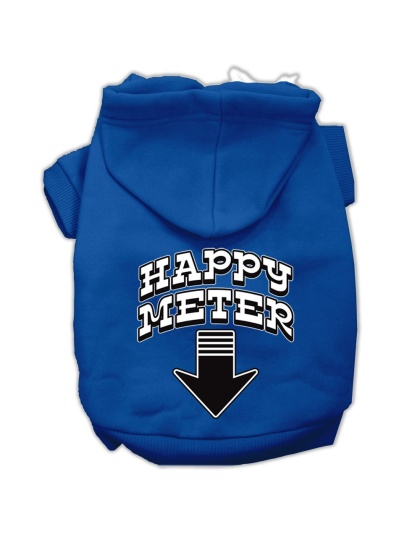 Happy Meter Screen Printed Dog Pet Hoodies Blue Size Lg