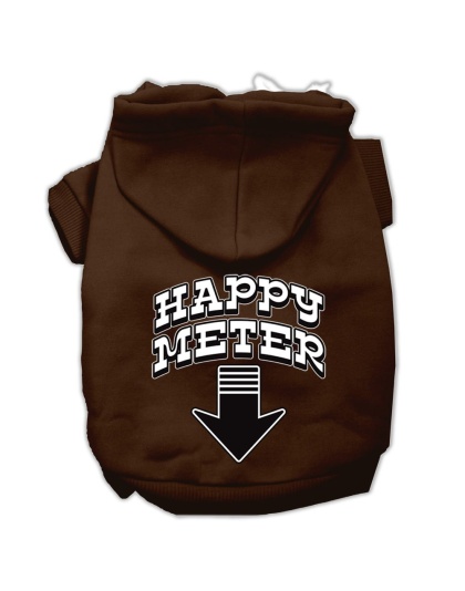 Happy Meter Screen Printed Dog Pet Hoodies Brown Size Lg