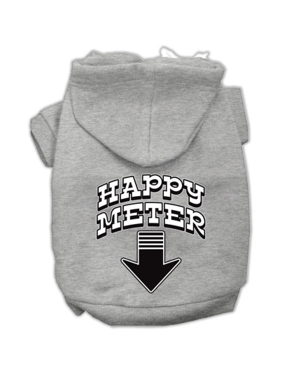 Happy Meter Screen Printed Dog Pet Hoodies Grey Size Lg