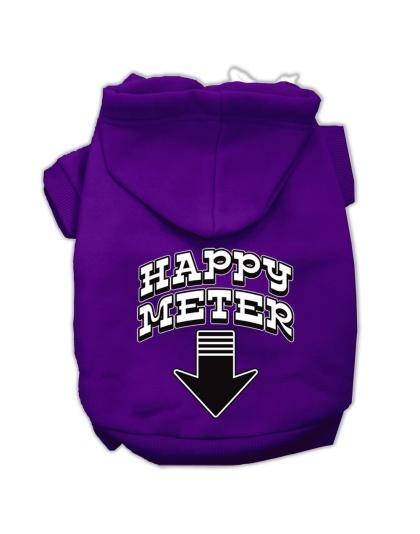 Happy Meter Screen Printed Dog Pet Hoodies Purple Size Lg
