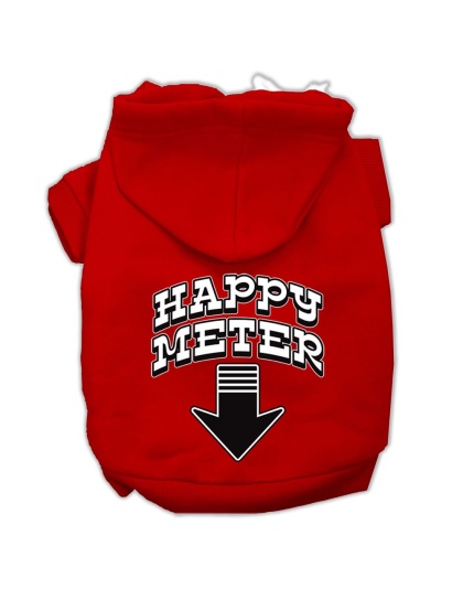 Happy Meter Screen Printed Dog Pet Hoodies Red Size Lg