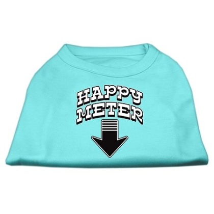 Happy Meter Screen Printed Dog Shirt Aqua Lg