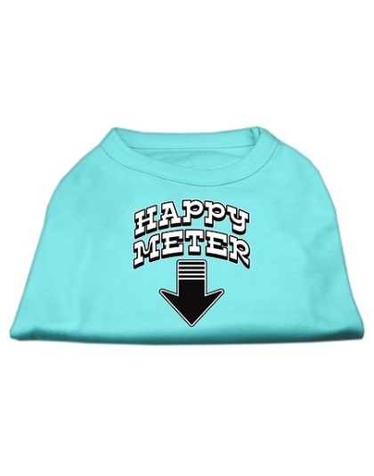 Happy Meter Screen Printed Dog Shirt Aqua Lg