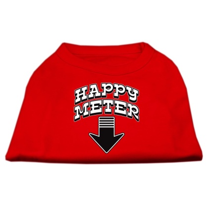 Happy Meter Screen Printed Dog Shirt Red Lg