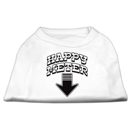 Happy Meter Screen Printed Dog Shirt White Lg