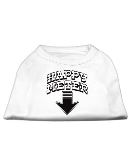 Happy Meter Screen Printed Dog Shirt White Lg