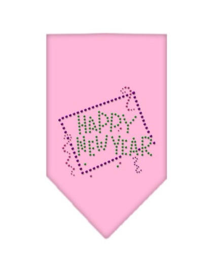 Happy New Year Rhinestone Bandana Light Pink Large