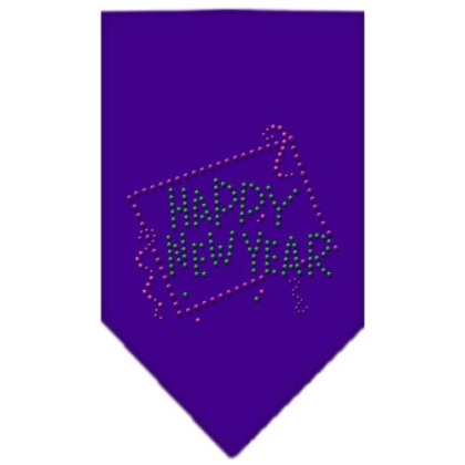 Happy New Year Rhinestone Bandana Purple Large