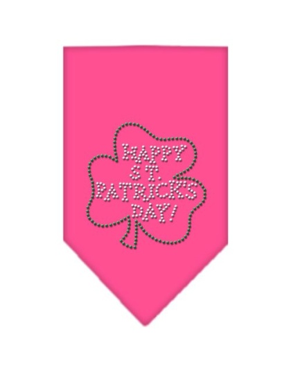 Happy St Patrick's Day Rhinestone Bandana Bright Pink Large