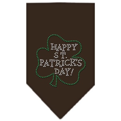 Happy St Patrick's Day Rhinestone Bandana Cocoa Large