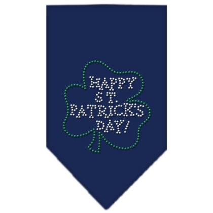 Happy St Patrick's Day Rhinestone Bandana Navy Blue large