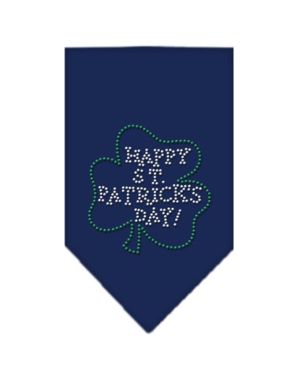 Happy St Patrick's Day Rhinestone Bandana Navy Blue large