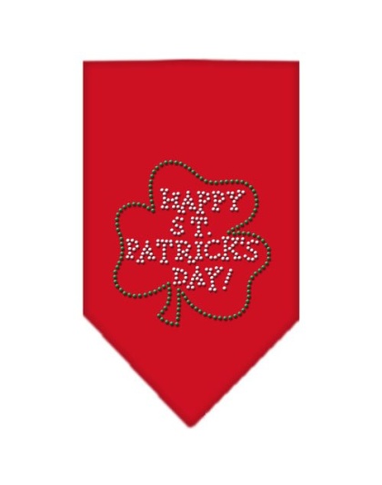 Happy St Patrick's Day Rhinestone Bandana Red Large