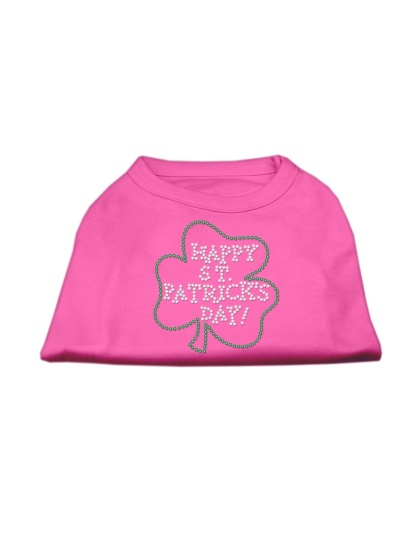 Happy St Patrick's Day Rhinestone Shirts Bright Pink L