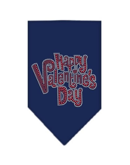 Happy Valentines Day Rhinestone Bandana Navy Blue large