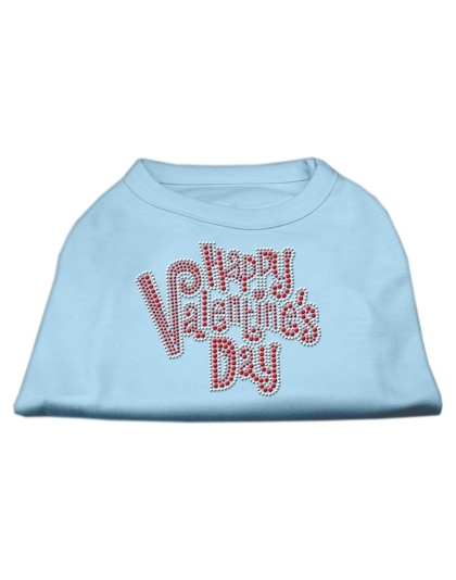 Happy Valentines Day Rhinestone Dog Shirt Baby Blue Lg