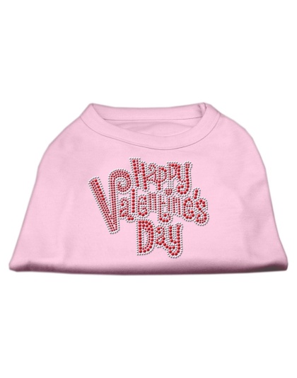 Happy Valentines Day Rhinestone Dog Shirt Light Pink Lg