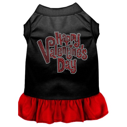 Happy Valentines Day Rhinestone Dress Black with Red Lg