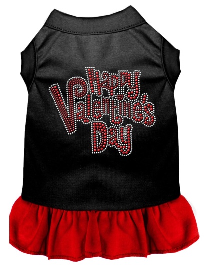 Happy Valentines Day Rhinestone Dress Black with Red Lg