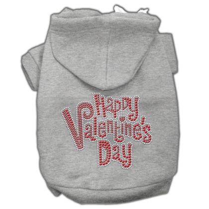 Happy Valentines Day Rhinestone Hoodies Grey L