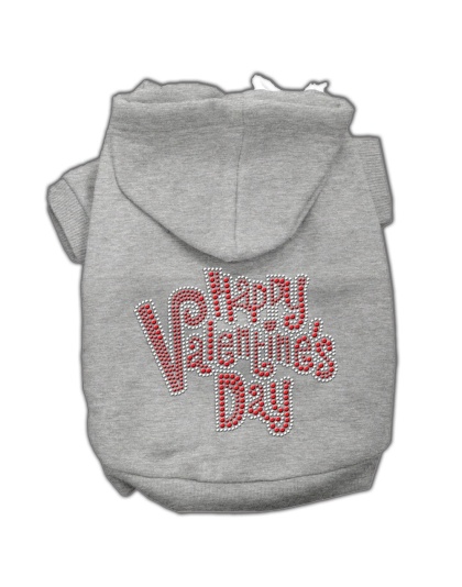 Happy Valentines Day Rhinestone Hoodies Grey L