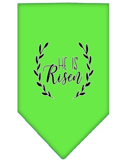 He Is Risen Screen Print Bandana Lime Green Large