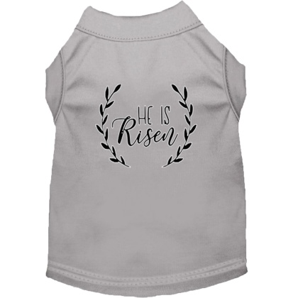 He Is Risen Screen Print Dog Shirt Grey Lg