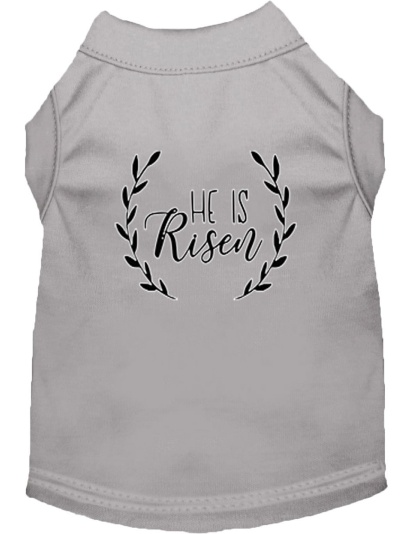 He Is Risen Screen Print Dog Shirt Grey Lg