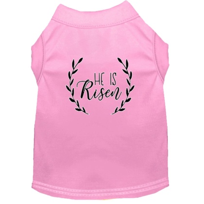 He Is Risen Screen Print Dog Shirt Light Pink Lg