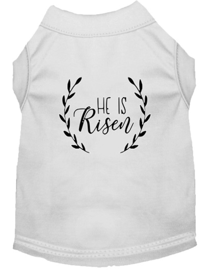 He Is Risen Screen Print Dog Shirt White Lg