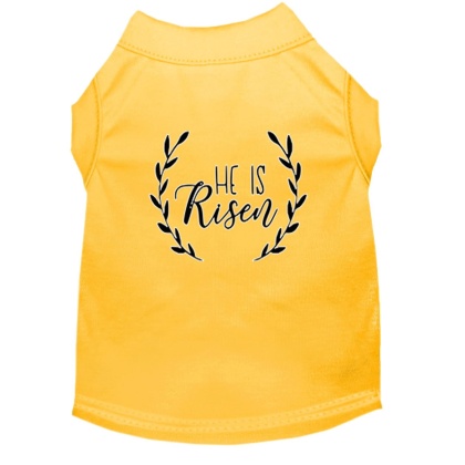 He Is Risen Screen Print Dog Shirt Yellow Lg