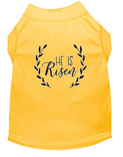 He Is Risen Screen Print Dog Shirt Yellow Lg