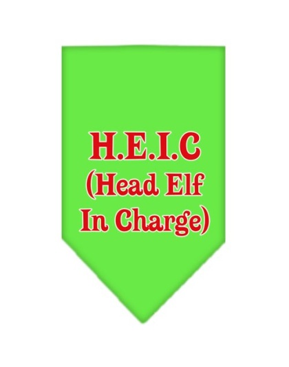 Head elf In Charge Screen Print Bandana Lime Green Large