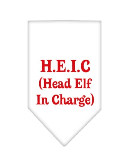 Head Elf In Charge Screen Print Bandana White Large