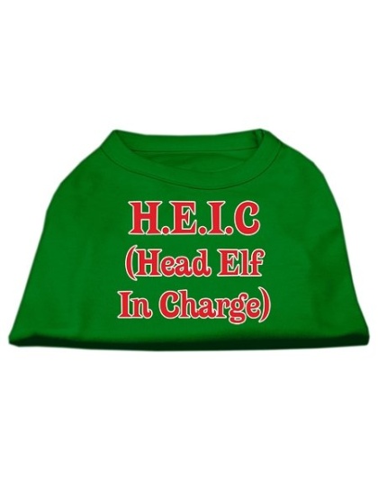 Head Elf in Charge Screen Print Shirt Emerald Green Lg