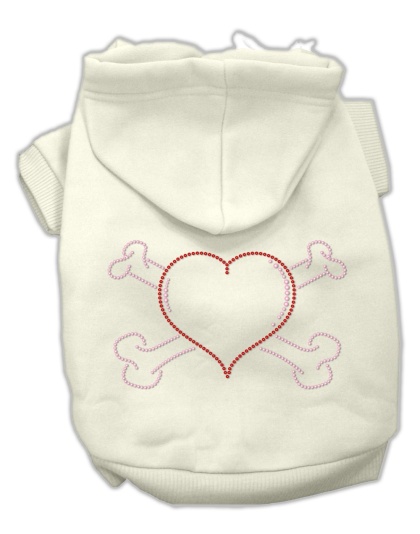 Heart and Crossbones Hoodies Cream L