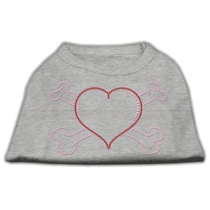 Heart and Crossbones Rhinestone Shirts Grey L