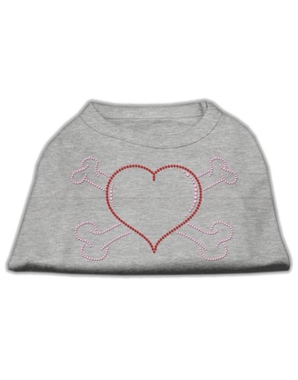 Heart and Crossbones Rhinestone Shirts Grey L